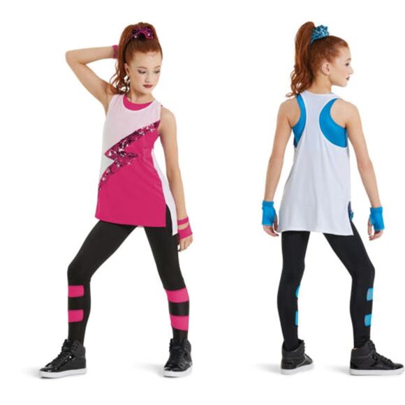 Dance Costume Weissman 12394 Medium Adult Blue 2pc Hip Hop Jazz Sequin - Picture 1 of 3